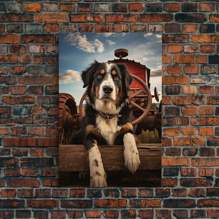 Dog Wall Art, Bernese Mountain Dog Wall Print, Farmhouse Wall Art, Wall Art, Framed Wall Art, Framed Canvas. Wall Print, Wall Canvas