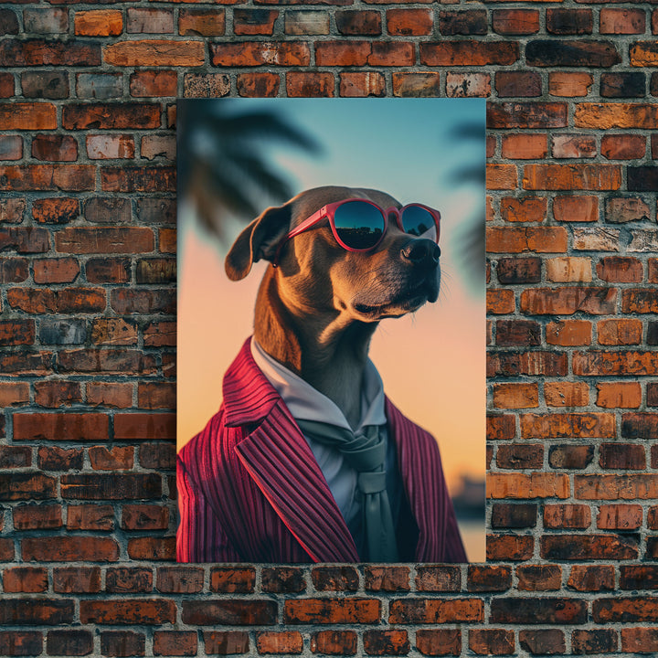 Rhodesian Ridgeback Dog Wall Print, Dog Wall Art, Dog With Shades Wall Print, Framed Wall Art, Framed Canvas, Wall Print, Wall Canvas