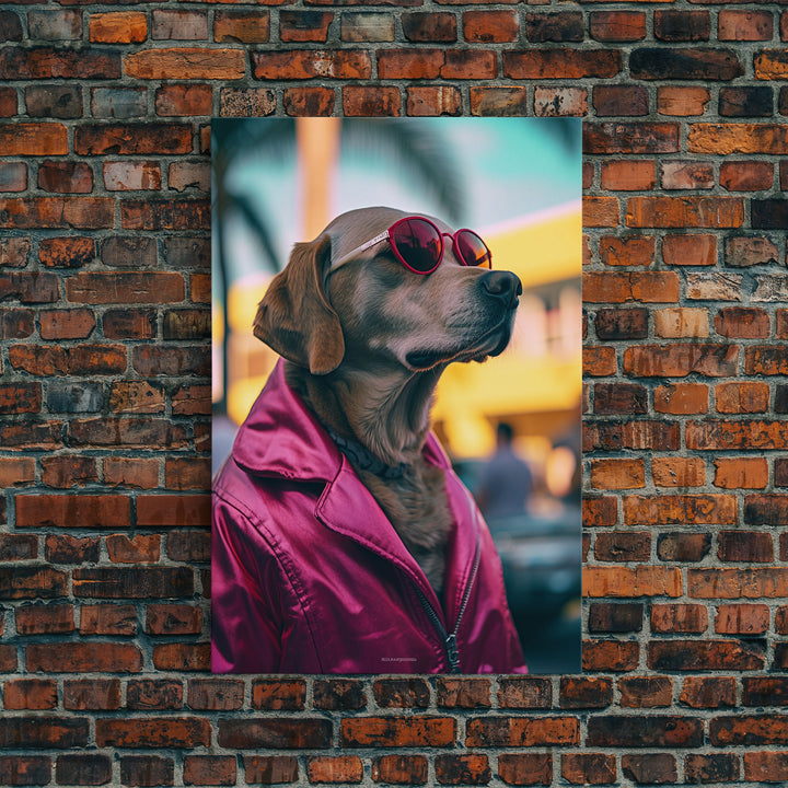 Labrador Dog Wall Print, Dog Wall Art, Dog With Shades, Animal Art, Funny Wall Art, Framed Wall Art, Framed Canvas, Wall Print, Wall Canvas