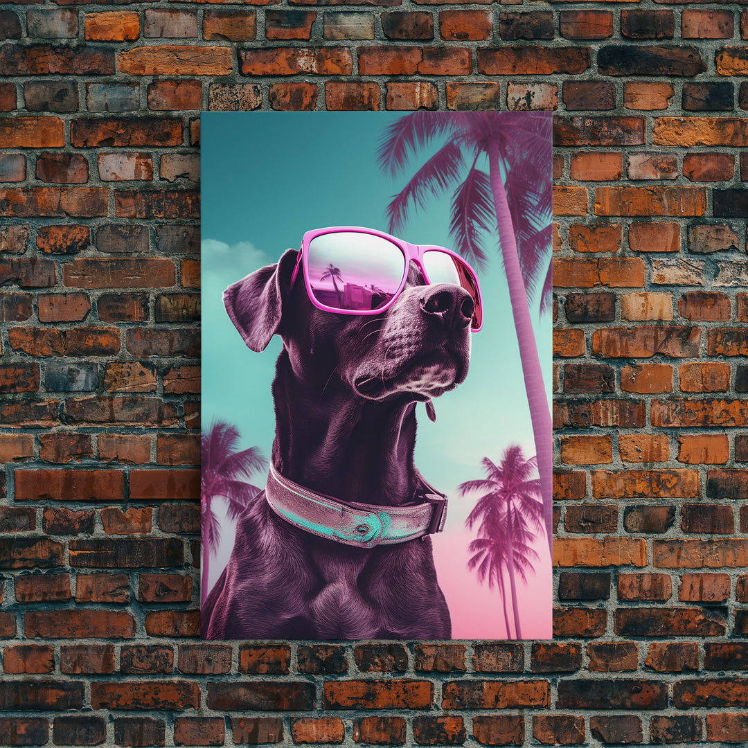 Labrador Wall Print, Dog Wall Art, Dog Pink Sunglasses, Animal Art, Funny Wall Art, Framed Wall Art, Framed Canvas, Wall Print, Wall Canvas