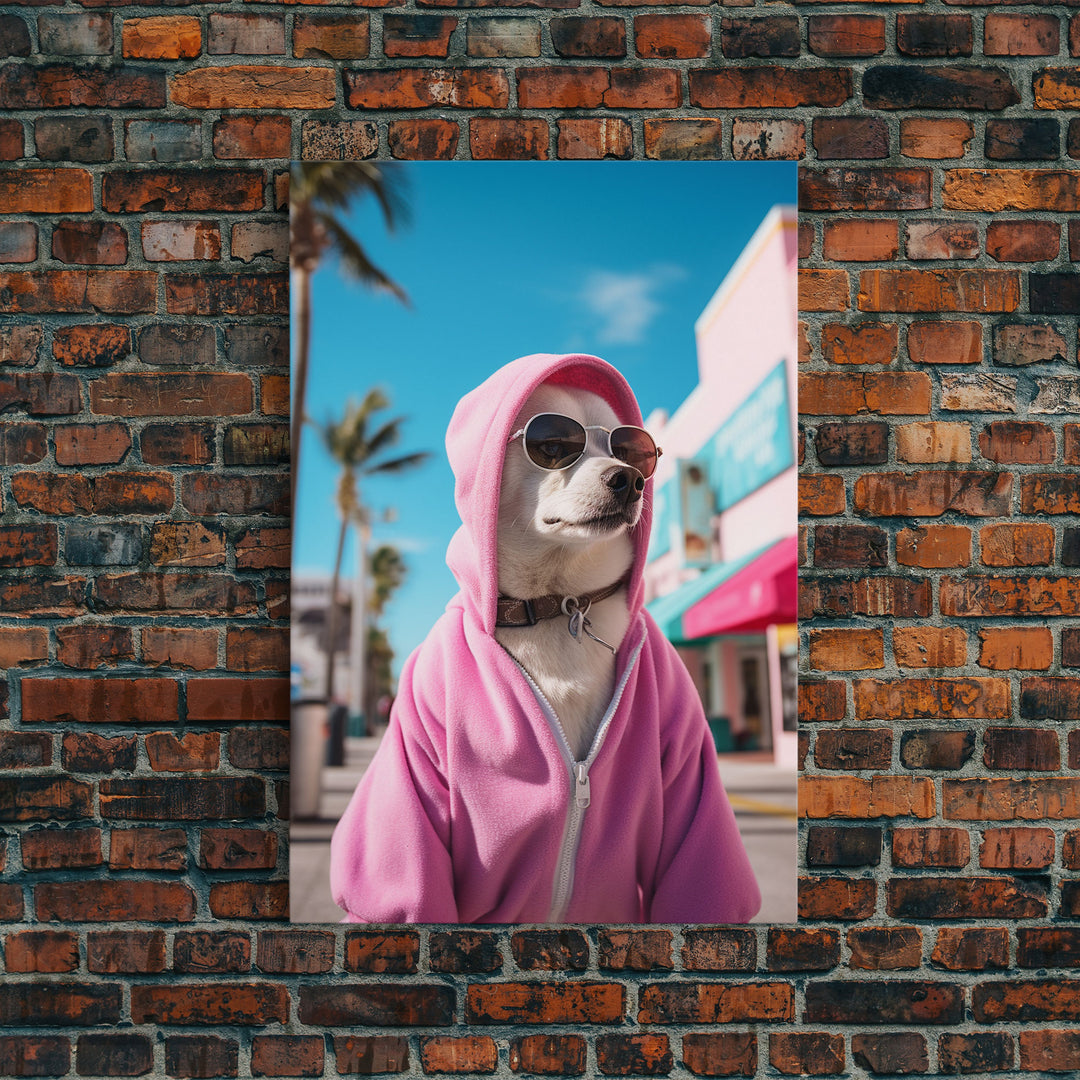 Chihuahua Wall Print, Dog Wall Art, Dog Sunglasses, Pink Hoodie, Funny Wall Art, Framed Wall Art, Framed Canvas, Wall Print, Wall Canvas