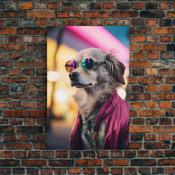 Long Haired Chihuahua Wall Print, Dog Wall Art, Dog Sunglasses, Funny Art, Framed Wall Art, Framed Canvas, Wall Print, Wall Canvas