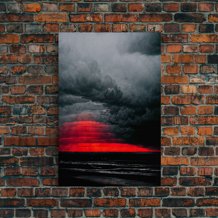 Spooky Horror Canvas Print, Bloodmoon Sunset, Blood moon, Halloween Wall Art, Ready To Hang