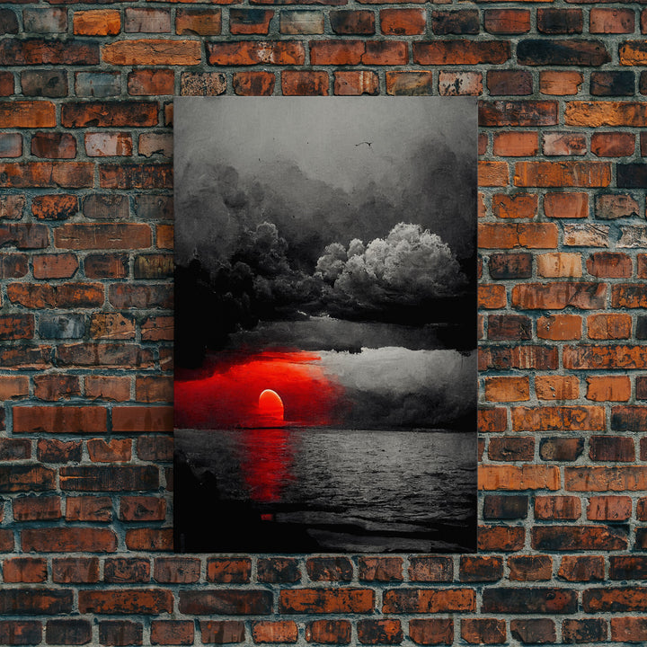 Spooky Horror Canvas Print, Bloodmoon Sunset, Blood moon, Halloween Wall Art, Ready To Hang