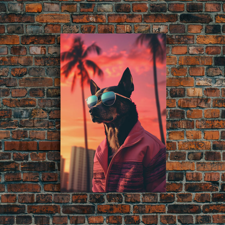 Chihuahua Wall Print, Dog Wall Art, Dog Sunglasses, Dog In Pink Jacket, Funny Art, Framed Wall Art, Framed Canvas, Wall Print, Wall Canvas