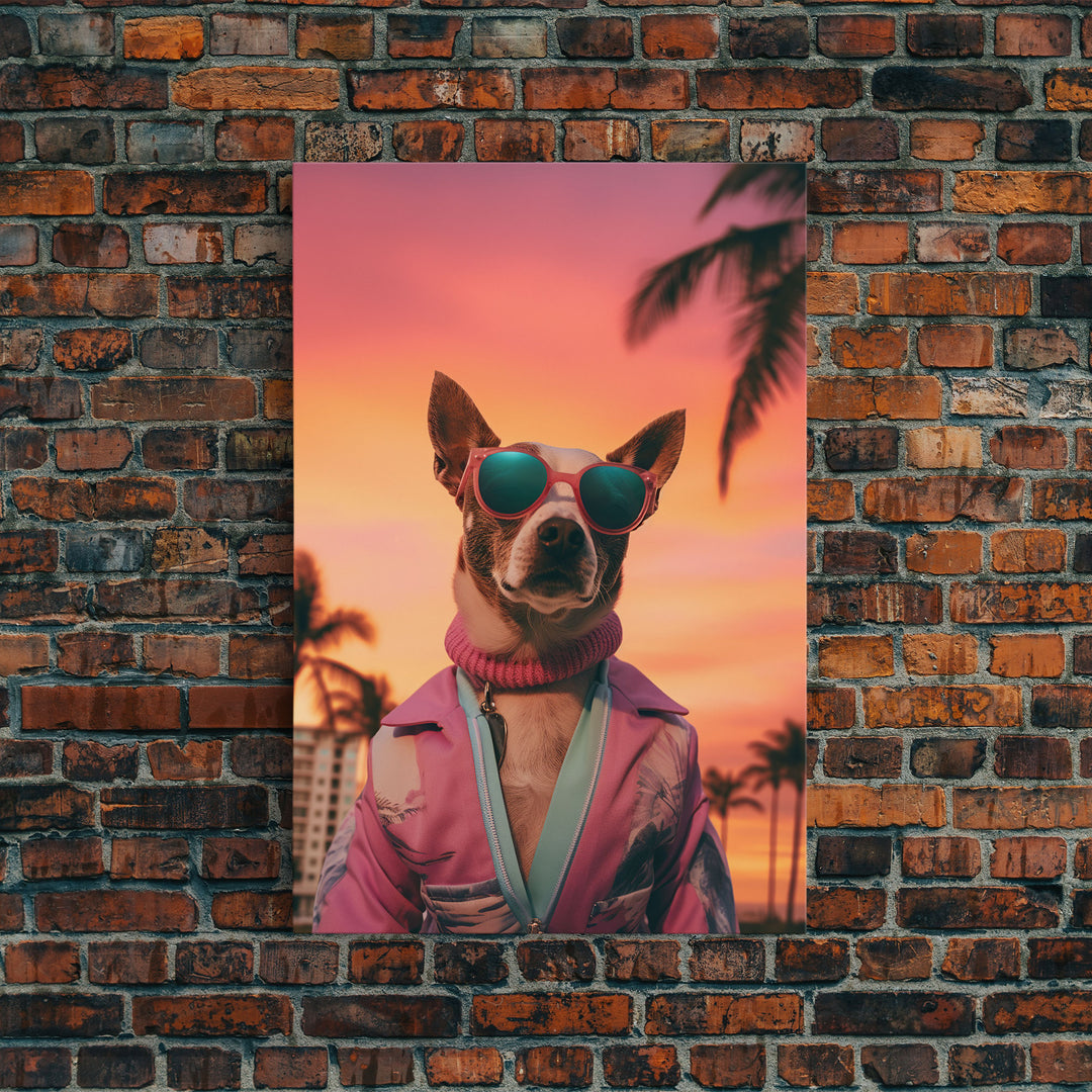 Chihuahua Wall Print, Dog Print, Dog Sunglasses, Dog In Pink Tracksuit, Funny Art, Framed Wall Art, Framed Canvas, Wall Print, Wall Canvas