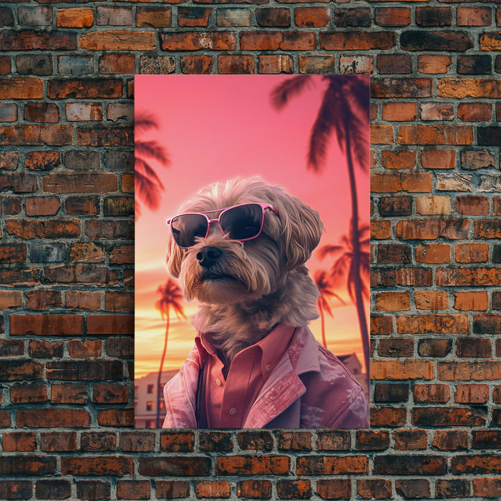 Shih Tzu Wall Print, Dog Portrait, Dog Sunglasses, Dog In Pink Suit, Dog Art Print, Framed Wall Art, Framed Canvas, Wall Print, Wall Canvas