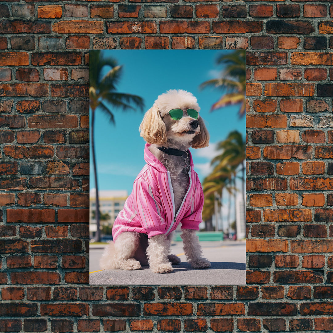 Shih Tzu In Sunglasses Pink Tracksuit Wall Print, Dog Portrait, Dog Art Print, Framed Wall Art, Framed Canvas, Wall Print, Wall Canvas