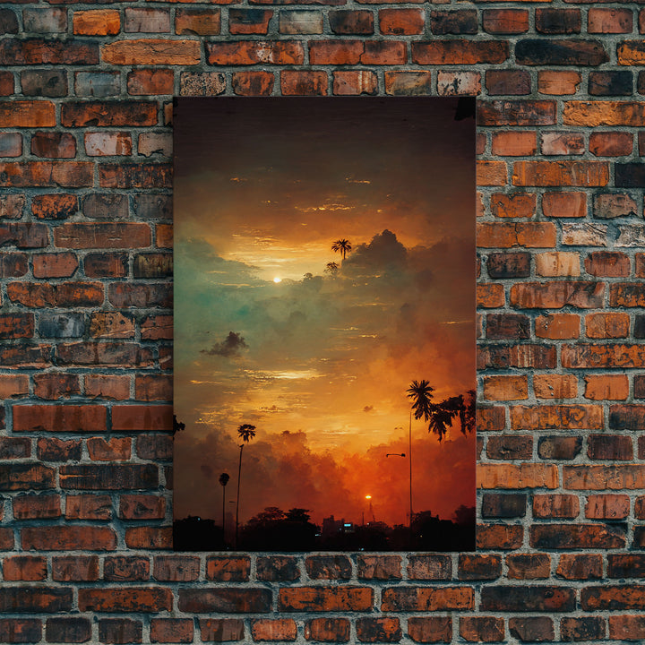 Los Angeles, California at sunset, canvas print, ready to hang wall art