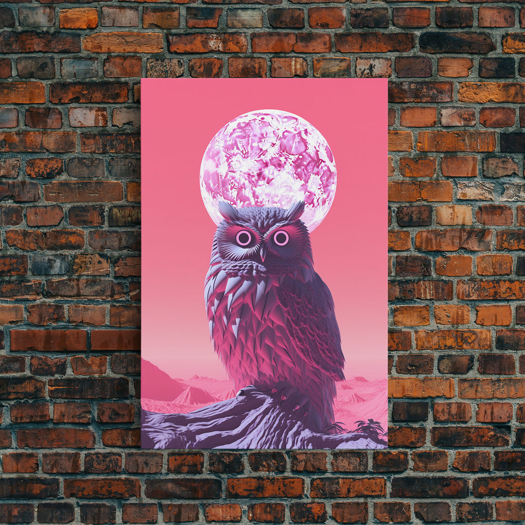 Owl Wall Print, Animal Art Print, Abstract Bird Wall Art, Animal Portrait, Pink Art, Framed Wall Art, Framed Canvas, Wall Print, Wall Canvas