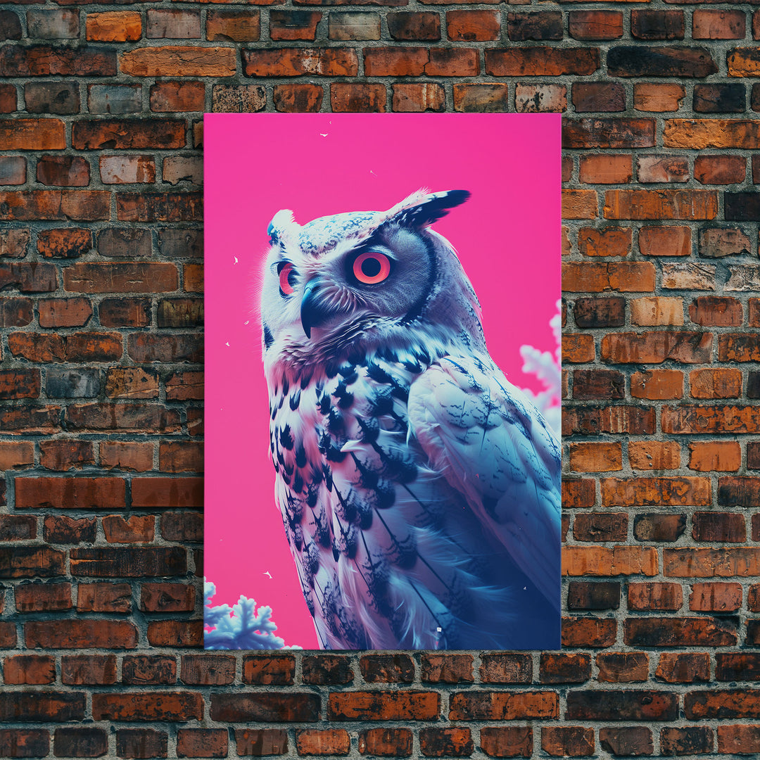 Bird Art, Owl Wall Print, Animal Art Print, Abstract Art, Animal Portrait, Pink Art, Framed Wall Art, Framed Canvas, Wall Print, Wall Canvas