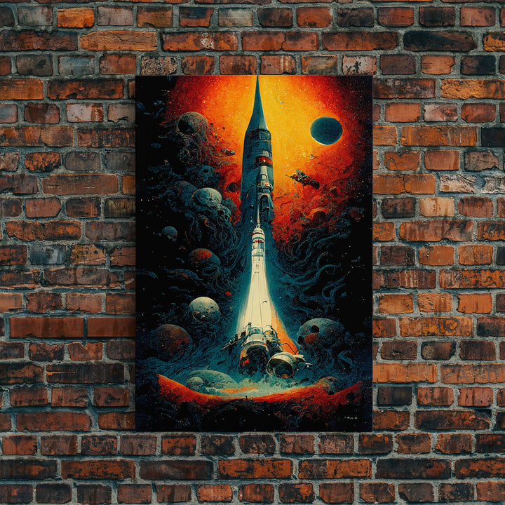 Cosmic Horror Space Exploration Poster Canvas Print, Scifi Wall Art, ready to hang wall art