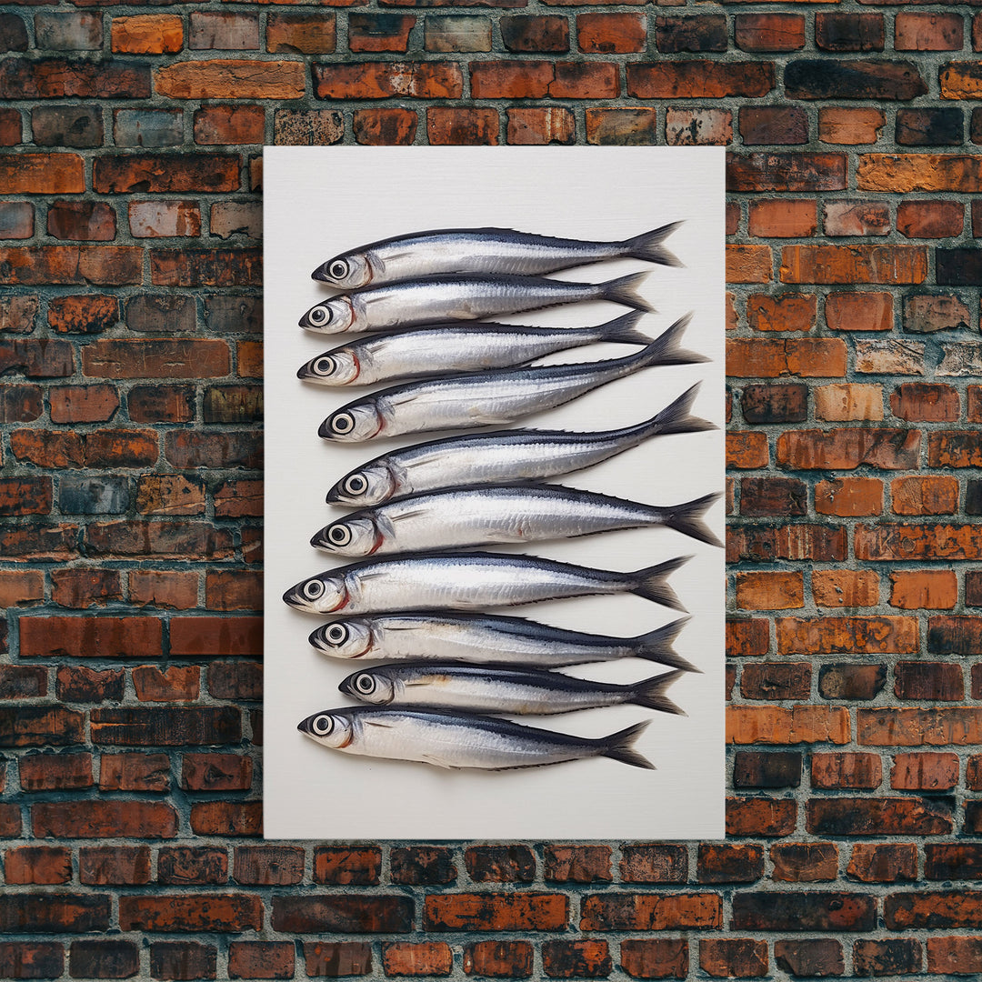 Sardines Art Print - Framed Canvas Art - Oil Painting Still Life Print - French Kitchen Art - Restaurant Art - Sardine Still Life - Fish Art