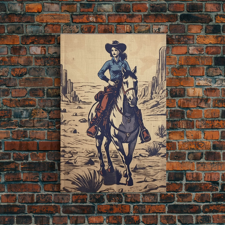 Pretty In Blue, Giclée Fine Art Print, Western Art Print, Western Wall Art, Wild West Art, Cowgirl Art, Cowgirl Print, Retro Art, Rustic Art