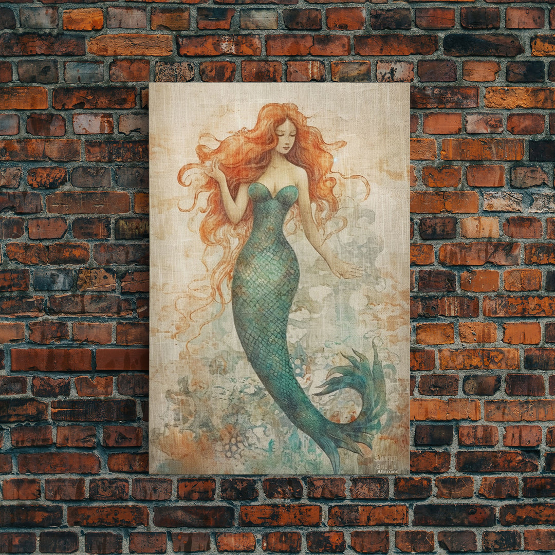 Coastal Mermaid Canvas Print Or Poster, Framed