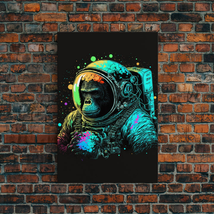 To The Moon, Space Ape Astronaut, Framed Canvas Print, GME, NFT Style Decor, Large Wall Art