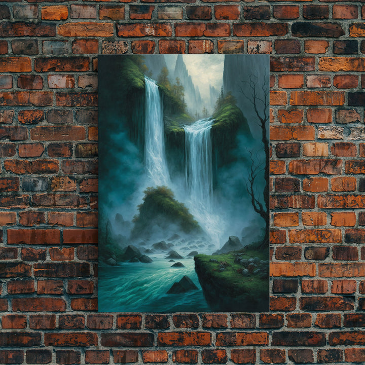 Fantasy Waterfall Oil Painting Canvas Print, Framed Canvas Art, Living Room Wall Decoration