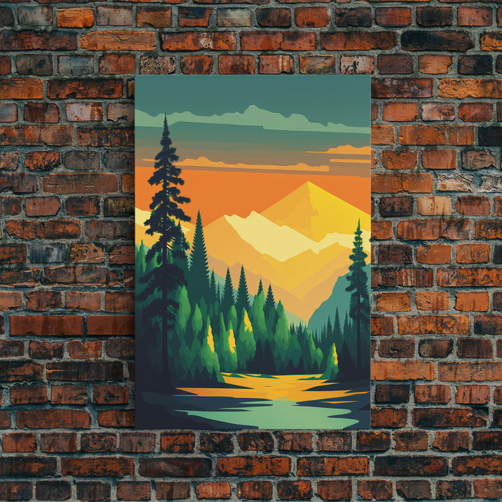 Pacific Northwest Art, Framed Canvas Prints, Washington State, Pine Tree Forest and Mt. Rainier