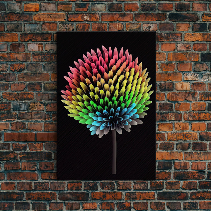 Neon Dandelion, Framed Canvas Print, Original Painting, Huge Wall Art, Large Format Living Room Art