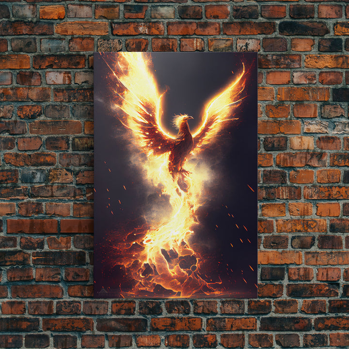 Phoenix In Flames, Retribution, Framed Canvas Print, The Phoenix, Framed Wall Art, Original Painting Phoenix