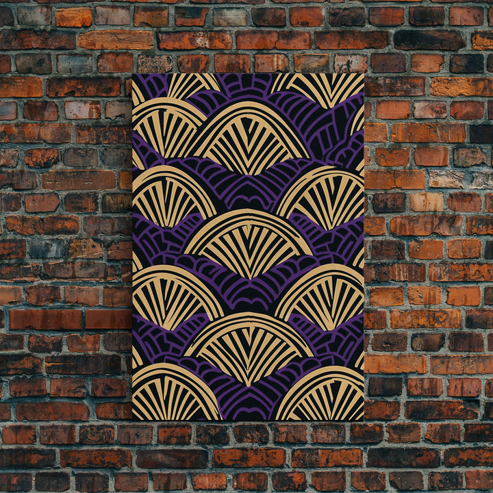 Art Deco Pattern Wall art - Framed Canvas Print - Art Deco - Original painting - Wall art - Office decor - Gold & purple art - Abstract art