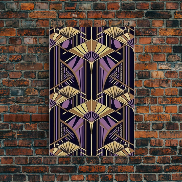 Art Deco Pattern Wall art - Framed Canvas Print - Art Deco - Stained glass art - Ornament art - Geometric art - Purple & gold art - Wall art