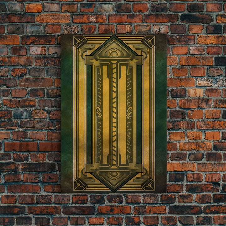 Midcentury Modern Wall art, Framed Canvas Print, Art Deco, Gold & green art, Framed painting, Wall decor, Beautiful art, 1930s Style Art