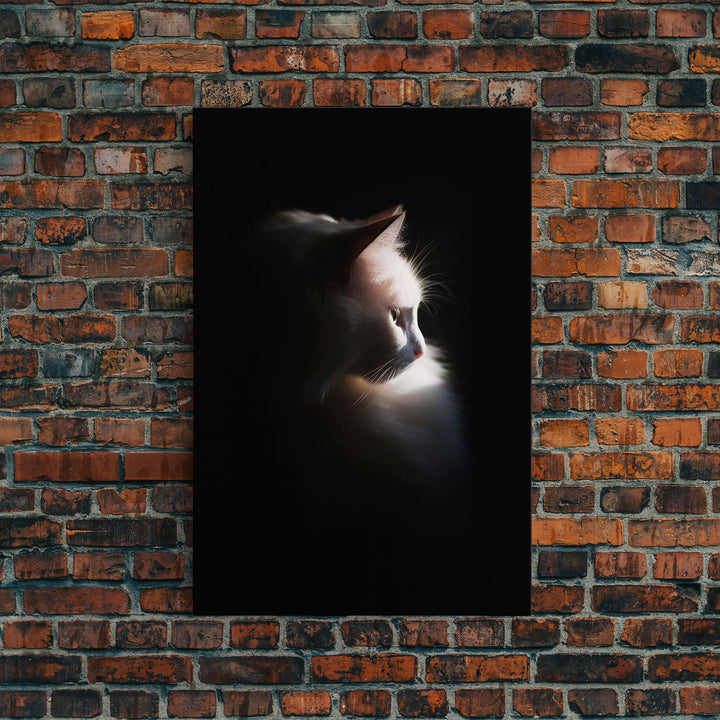 Portrait of a Beautiful Cat Sitting In The Sun, Framed Canvas Print, Cat Art, Cat Photography, Cat Wall Art