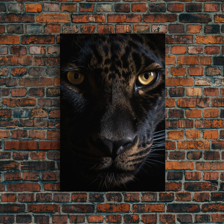 A Look Into Darkness, Beautiful Black Panther Portrait, Cat Photography, Framed Canvas Print, Framed Art, Halloween Witch Cat Art