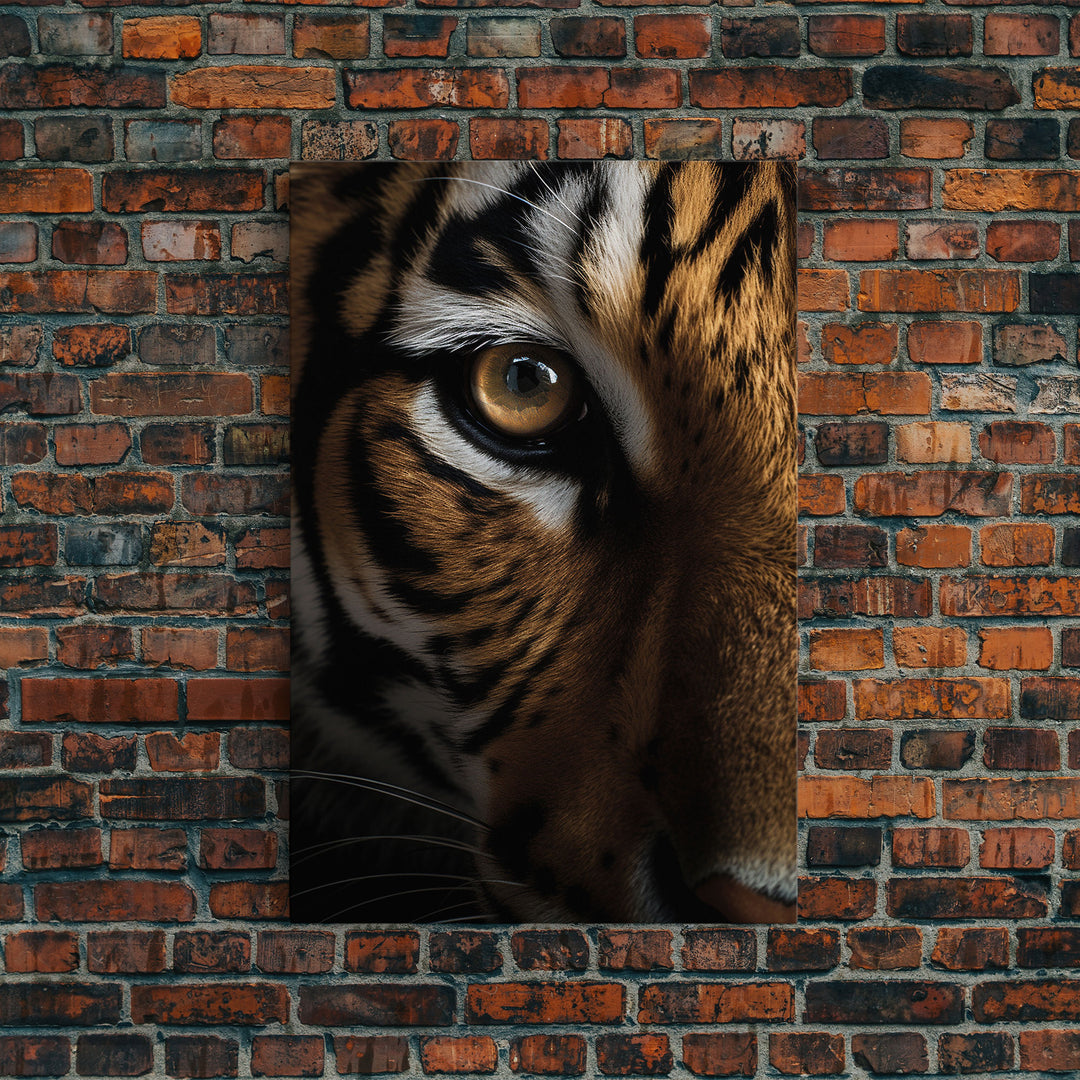 Eye Of Tiger, Tiger Portrait, Big Cat Art, Framed Canvas Print, Tiger Photography, Wildlife Photo, Wood Frame Art