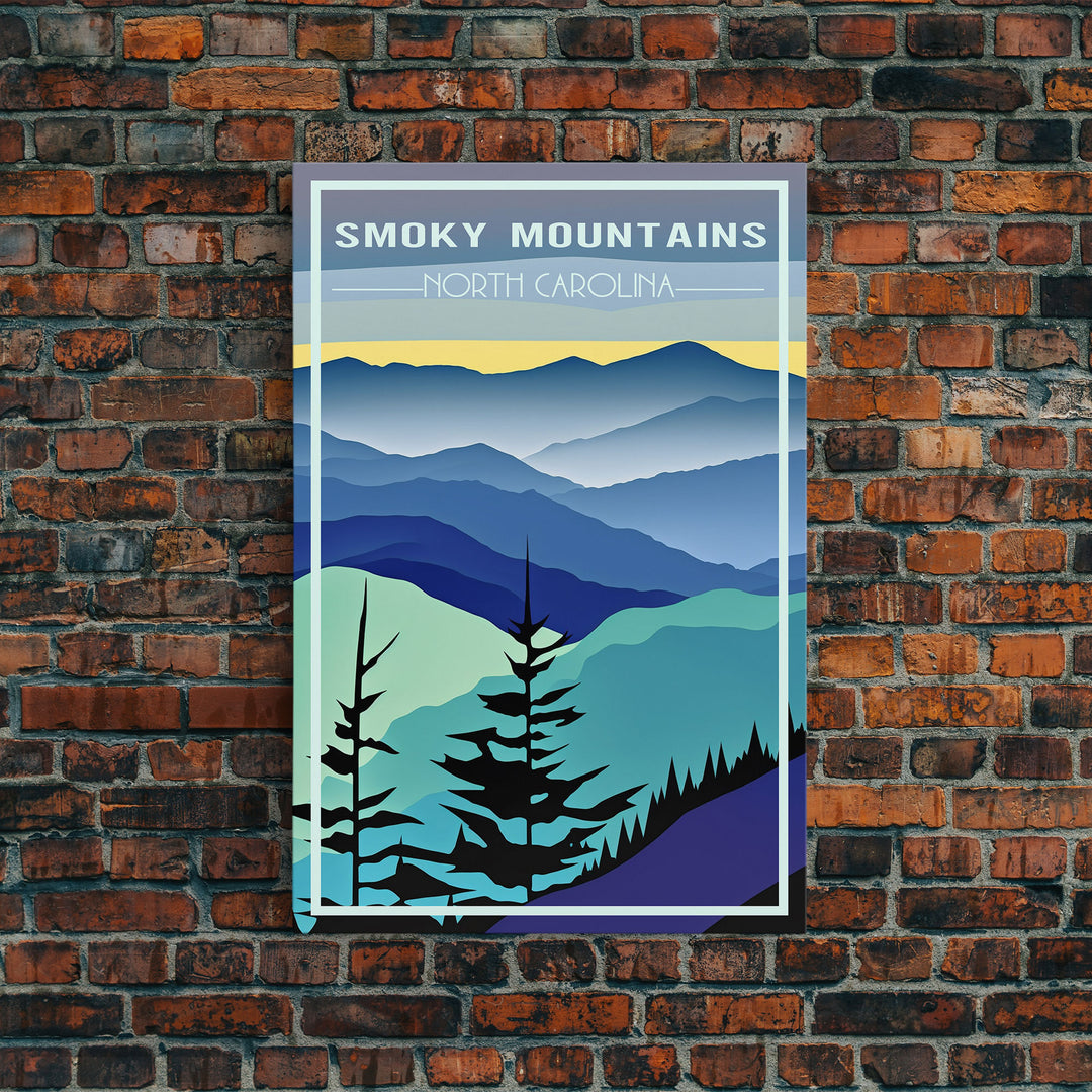 Smoky Mountains Art, North Carolina Wall Print, America Travel Poster, Travel Wall Print, Travel Poster, Travel Wall Art, Canvas Wall Print