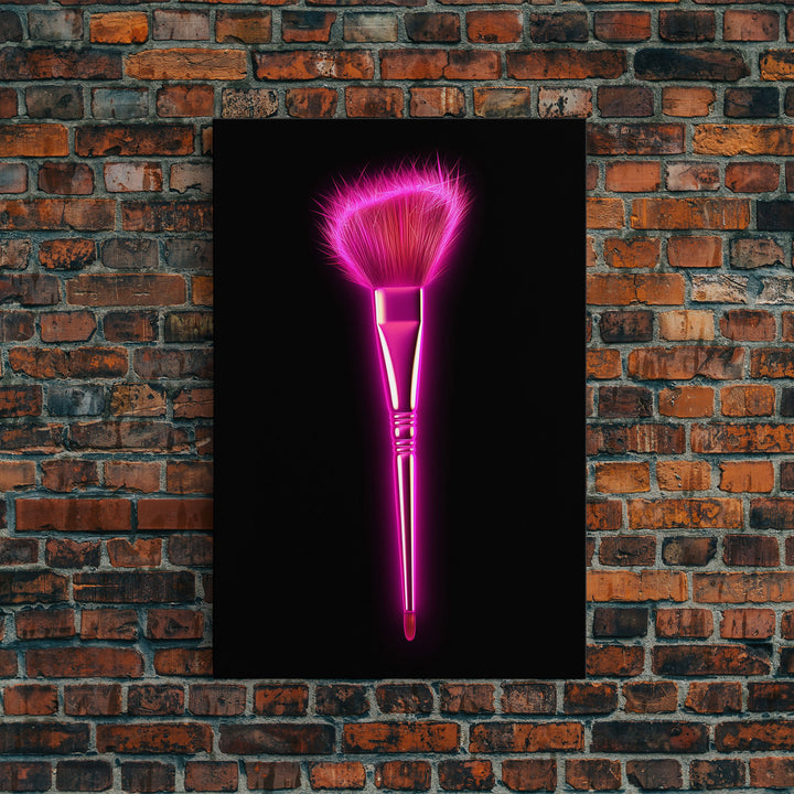 Pink Make Up Brush Wall Decor, Brush Art, Bedroom Wall Art, Minimalist Print, Wall Decor, Canvas Print, Wall Art, Framed Canvas