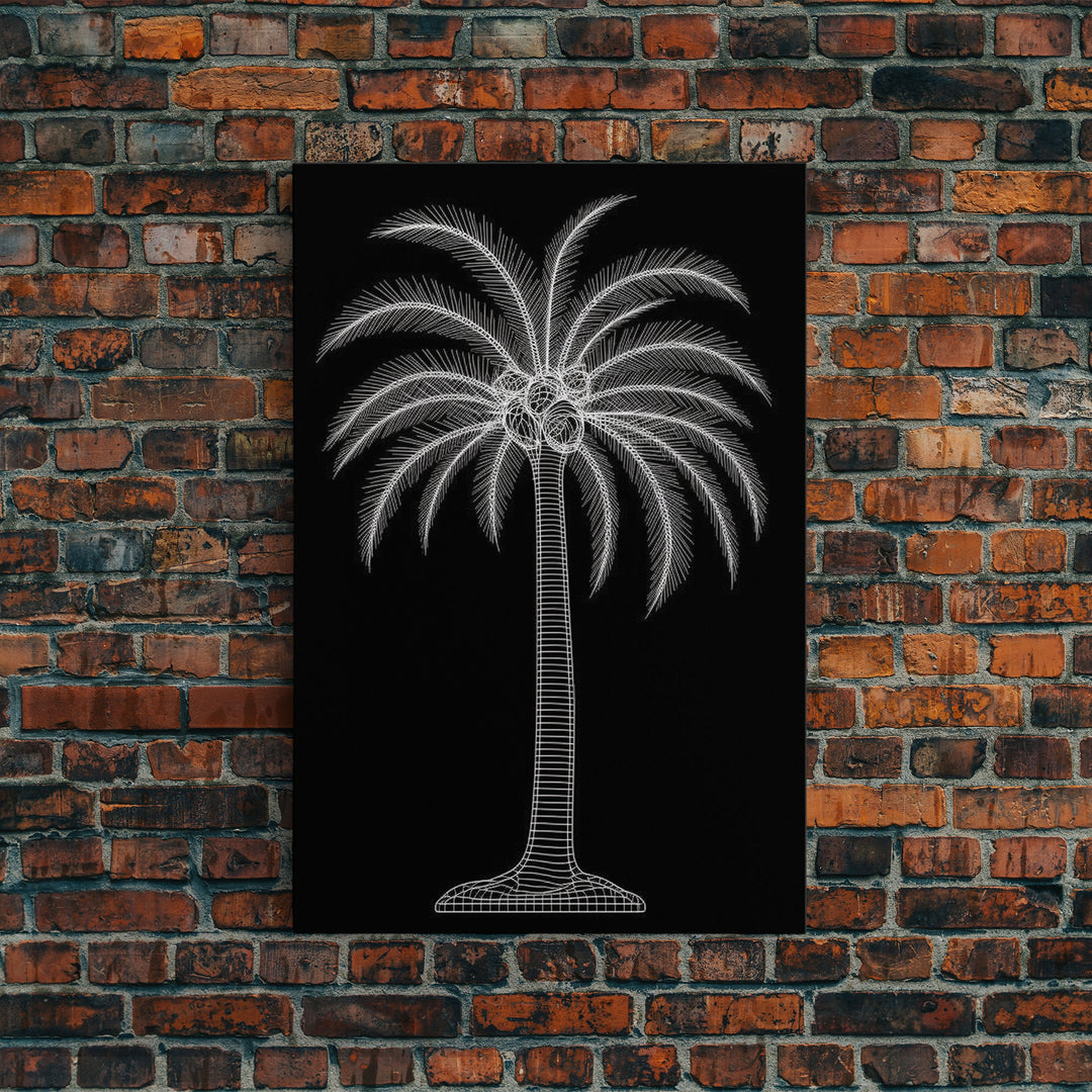 White Coconut Tree Wall Art, Tree Art, Nature Print, Tropical Art, Minimalist Print, Wall Decor, Canvas Print, Wall Art, Framed Canvas