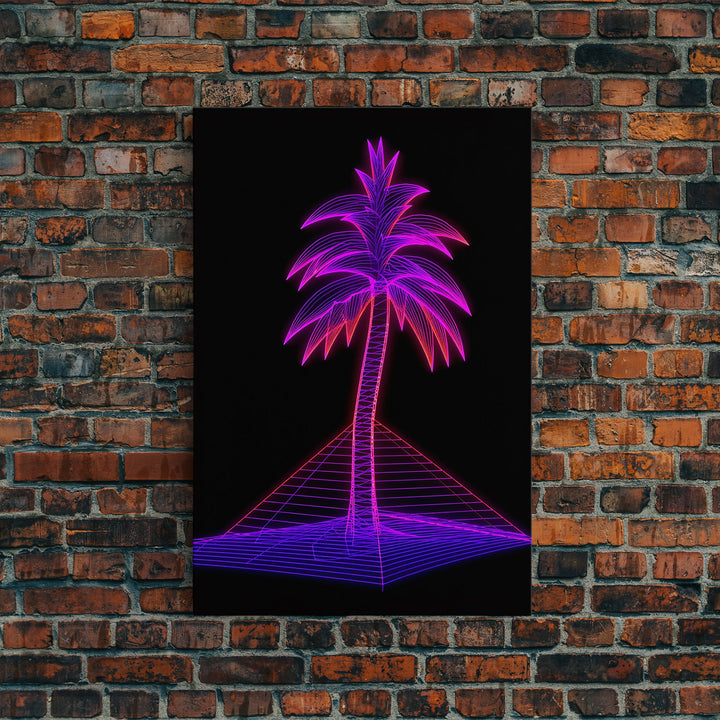 Purple Palm Tree Wall Art, Tropical Plant Wall Decor, Nature Art, Minimalist Print, Wall Decor, Canvas Print, Wall Art, Framed Canvas