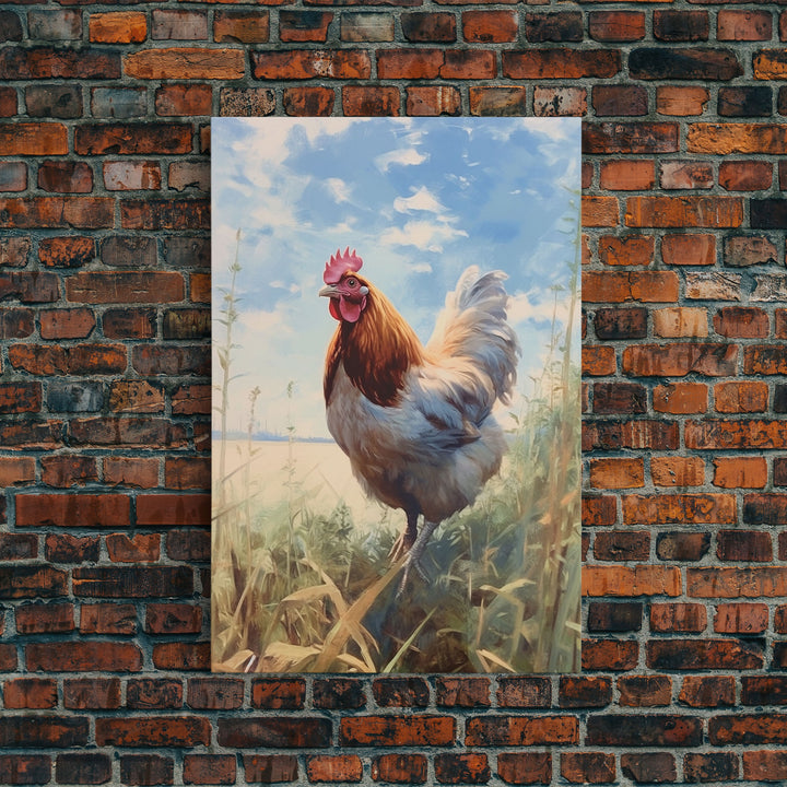 Rooster Wall Art, Rooster Painting, Farmhouse Art, Country Wall Art, Minimalist Wall Art, Wall Decor, Canvas Print, Wall Art, Framed Canvas