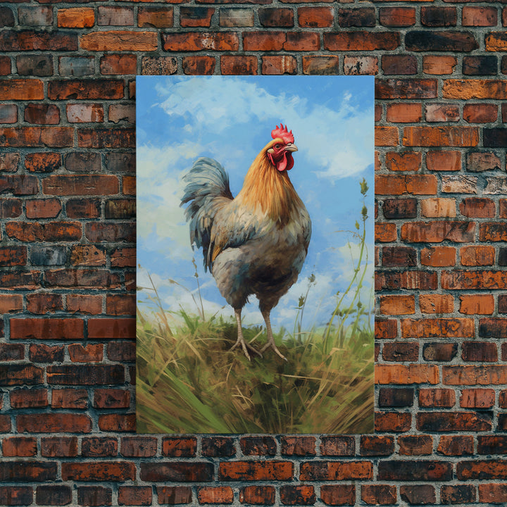 Farmhouse Art, Rooster Painting, Rooster Wall Art, Country Wall Art, Minimalist Wall Art, Wall Decor, Canvas Print, Wall Art, Framed Canvas