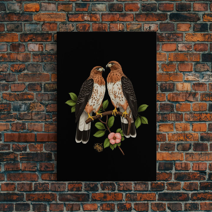 Pair Of Hawks, Birds Wall Art, Hawk Wall Decor, Animal Wall Decor, Nature Art, Wall Decor, Canvas Print, Wall Art, Framed Canvas Art