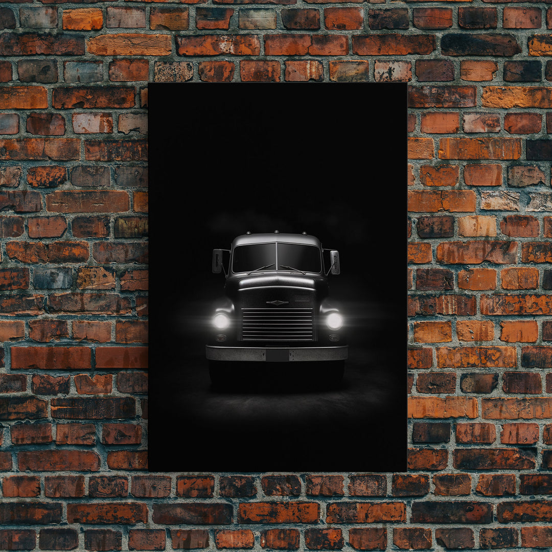 Truck Wall Art, Headlights, Man Cave Art, Black And White Print, Minimalist Print. Wall Decor, Canvas Art, Wall Art, Framed Canvas Wall Art