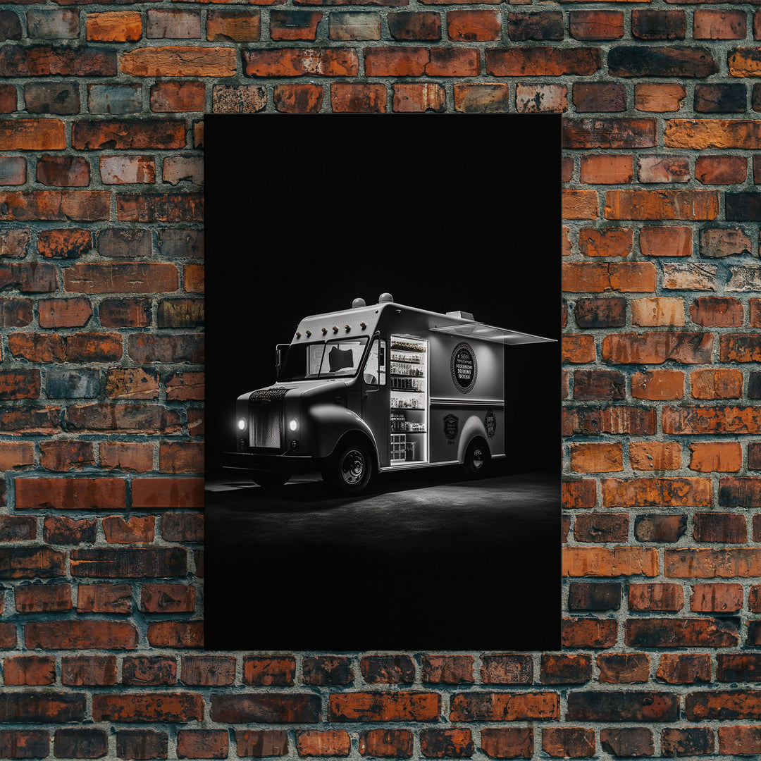 Food Truck Wall Art, Truck Wall Decor, Food Art, Black And White Art, Minimalist Print, Wall Decor, Canvas Print, Wall Art, Framed Canvas