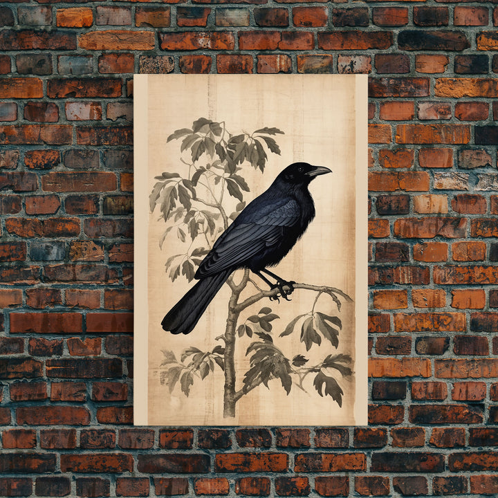 Black Bird Wall Art, Crow Wall Decor, Animal Wall Art, Black Bird, Modern Print, Wall Decor, Canvas Print, Wall Art, Framed Canvas