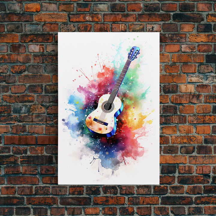 Cosmic Acoustic Guitar Wall Art Framed Canvas Print, Guitar Art, Guitar Wall Art, Music Art, Guitar Poster, Guitar Player Gift, Guitar Gifts