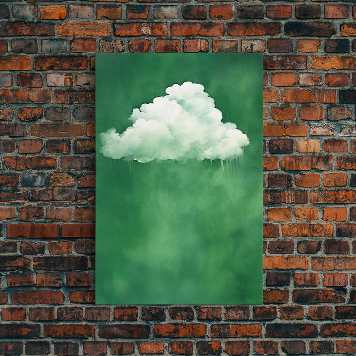 Emerald Green Rain Cloud Wall Art, Framed Canvas Or Poster Print, Abstract Art Print, Minimalist Wall Decor, Maximalist Decor, Dark Green