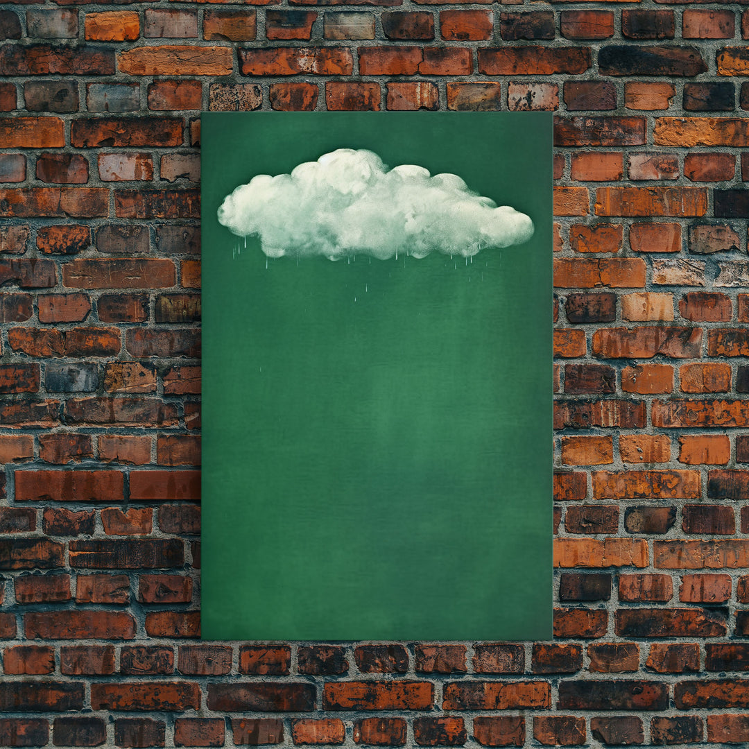 Emerald Green Rain Cloud Wall Art, Framed Canvas Or Poster Print, Abstract Art Print, Minimalist Wall Decor, Maximalist Decor, Dark Green