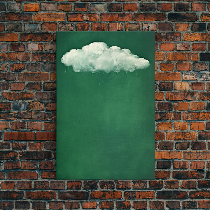 Emerald Green Rain Cloud Wall Art, Framed Canvas Or Poster Print, Abstract Art Print, Minimalist Wall Decor, Maximalist Decor, Dark Green