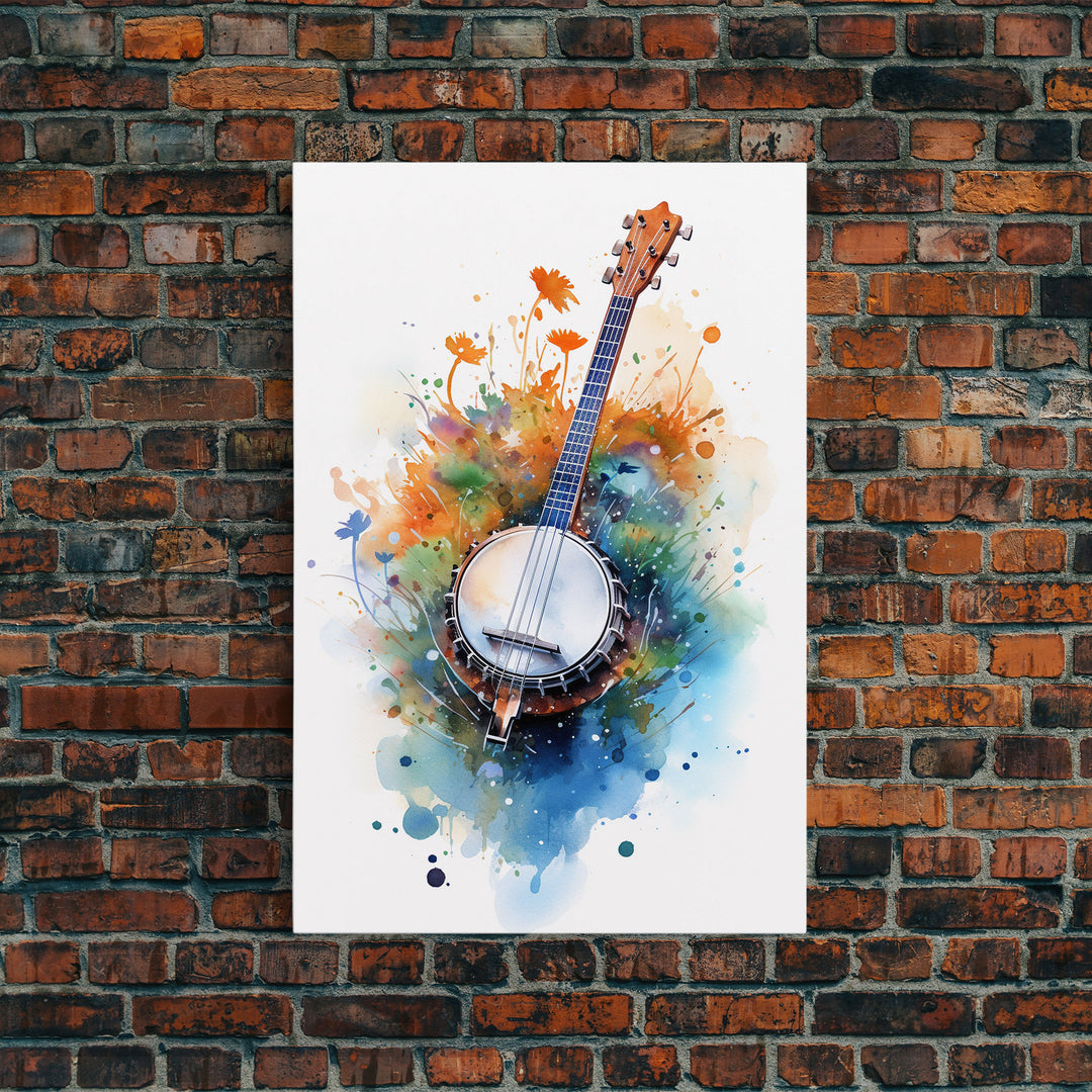 4 String Banjo Gift, Banjo Wall Art Canvas Print, Country Music Art, Guitar Art, Banjo Poster Print, Banjo Gifts, Musical Art