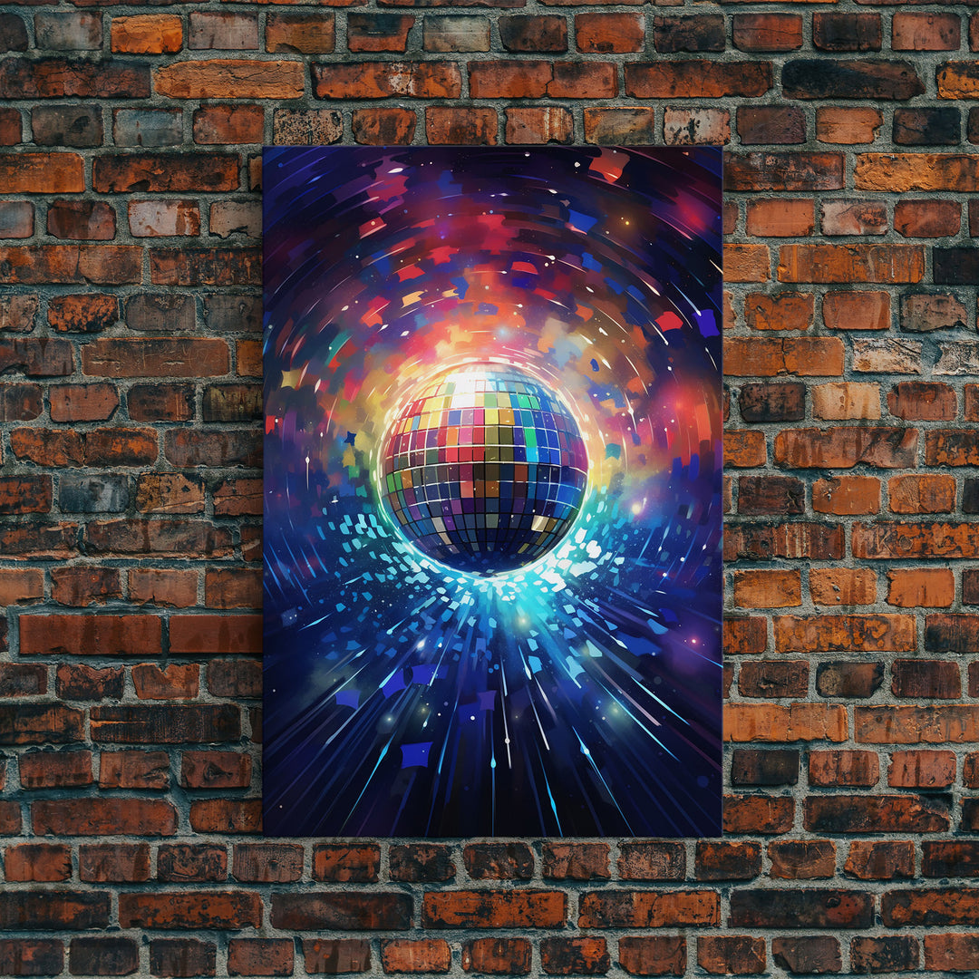 Galaxy Disco Ball, Framed Canvas Print, Music Studio Decor, Graduation Gift