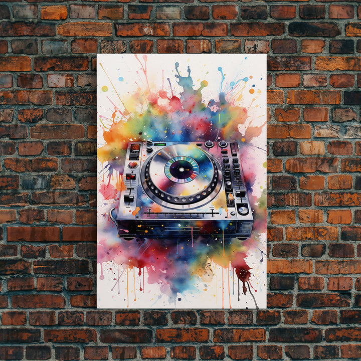 Turn Table Wall Art, DJ Art, Disc Jockey Decor, Music Studio Decor, Framed Canvas Print