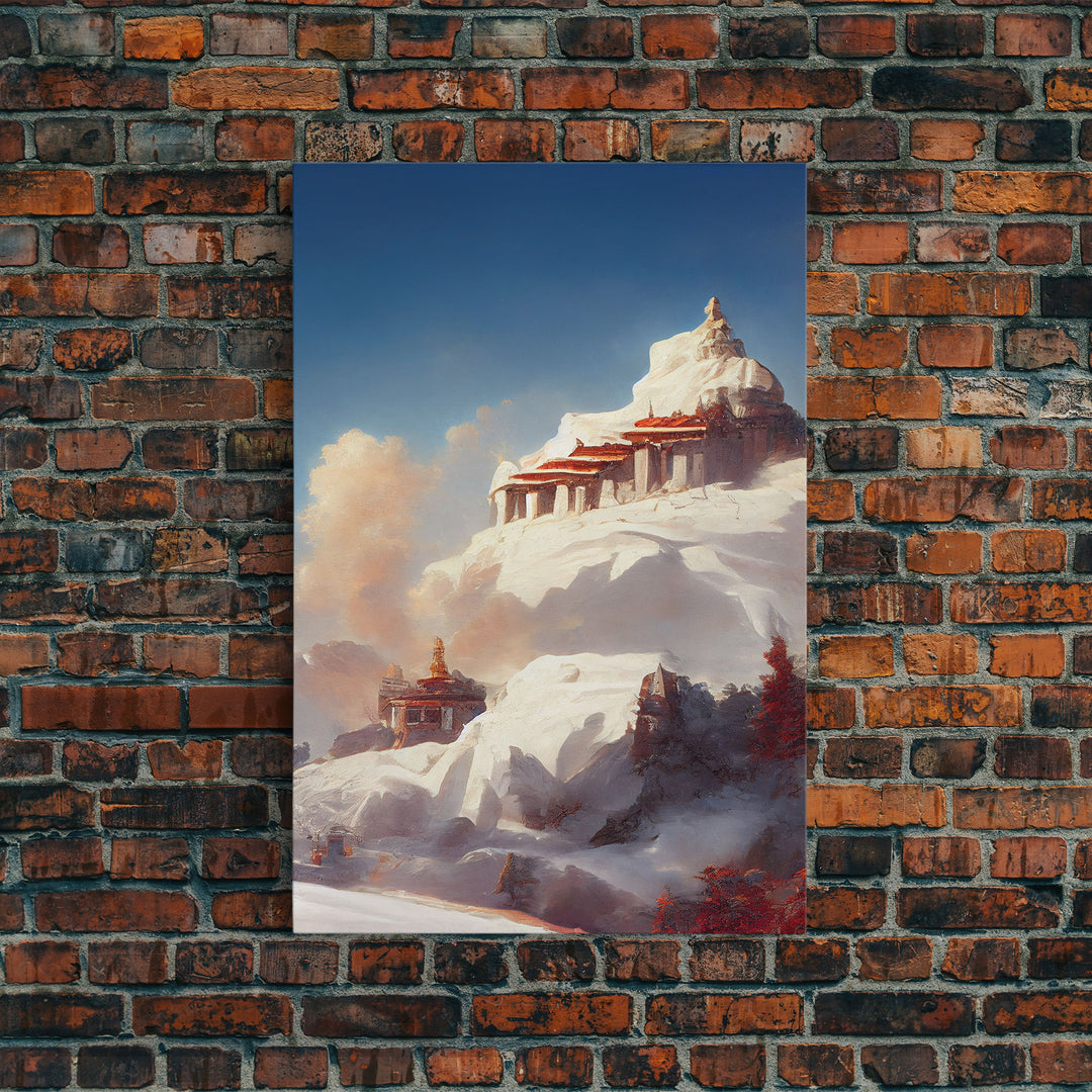 Buddhist temple wall art, canvas print, abstract Tibetan temple wall decor, Buddhist home decor