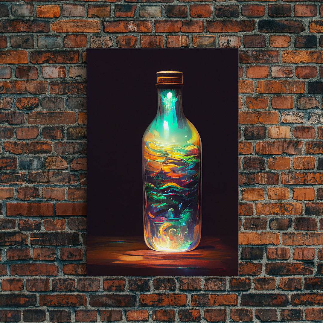 Miniature world in a bottle poster print, high fantasy wall art, magical wall art