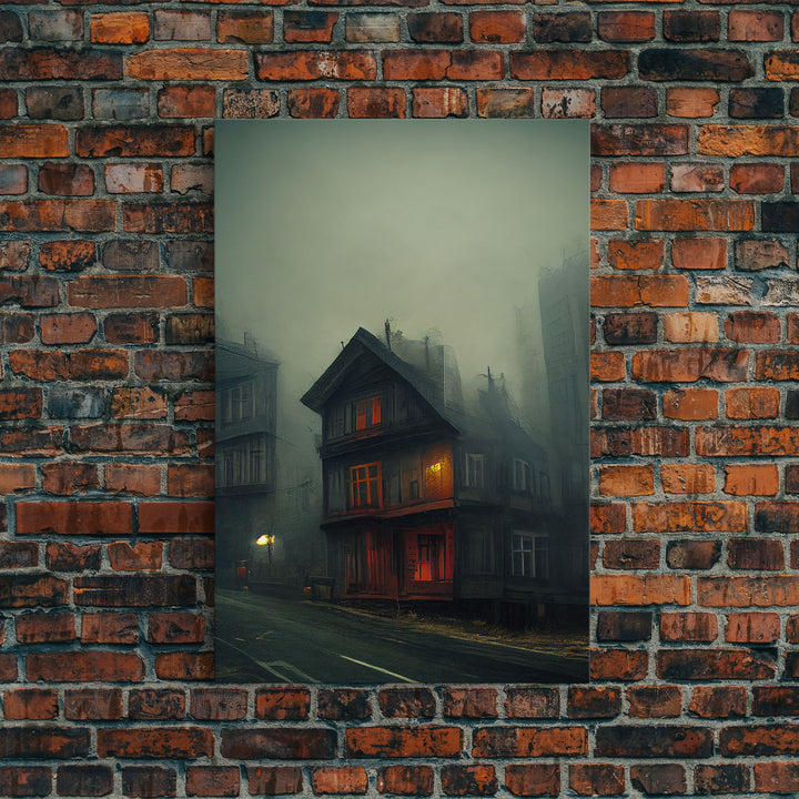 Spooky gloomy wall art, haunted house art, canvas print